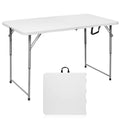 Byliable Folding Table 4 Foot Portable Heavy Duty Plastic Fold-in-Half Utility Table Small Indoor Outdoor Adjustable Height Folding with Carrying Handle, Camping and Party,White